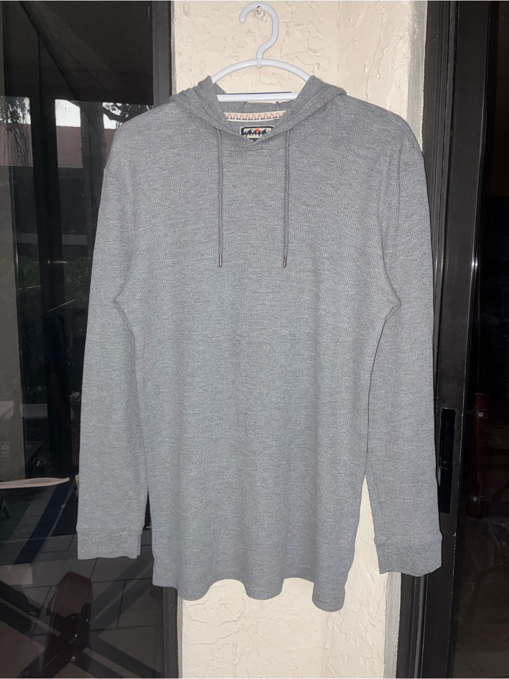 PARK Women’s Gray Waffle Knit Thermal Hoodie - Size Large